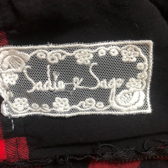 HOST PICK - SADIE & SAGE TIE DOWN FRONT RED & BLACK PLAID SKIRT - Picture 5 of 5